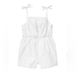 JANIE and JACK Tea Time Bright white eyelet romper